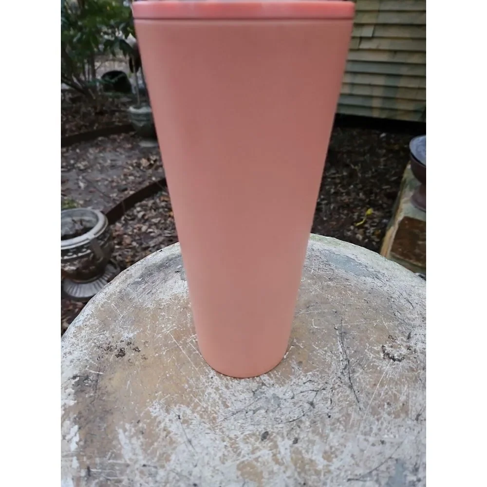 Starbucks Summer Coral Tumbler TROPICAL PALM TREE‎ LID Cold Cup 24oz Venti